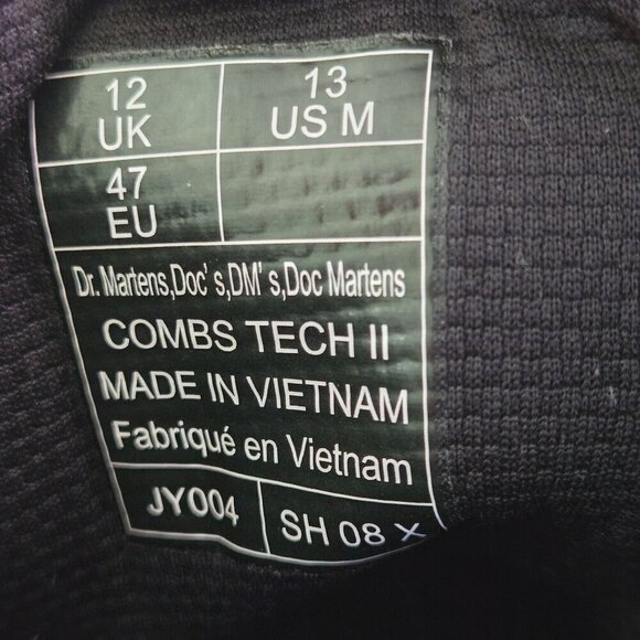 Dr. Martens Combs Tech ll Black Ripstop Nubuck Leather Combat Boots Size 13 - Picture 11 of 12